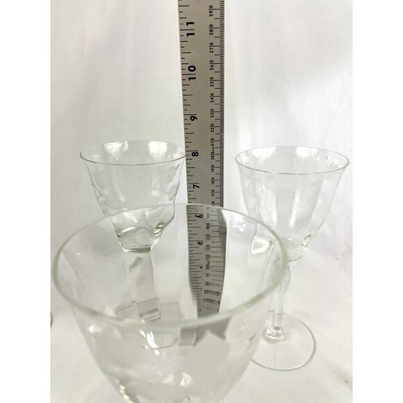 VTG Set of 6 Frosted Floral Liqueur Glasses Stemware Barware - Picture 8 of 16